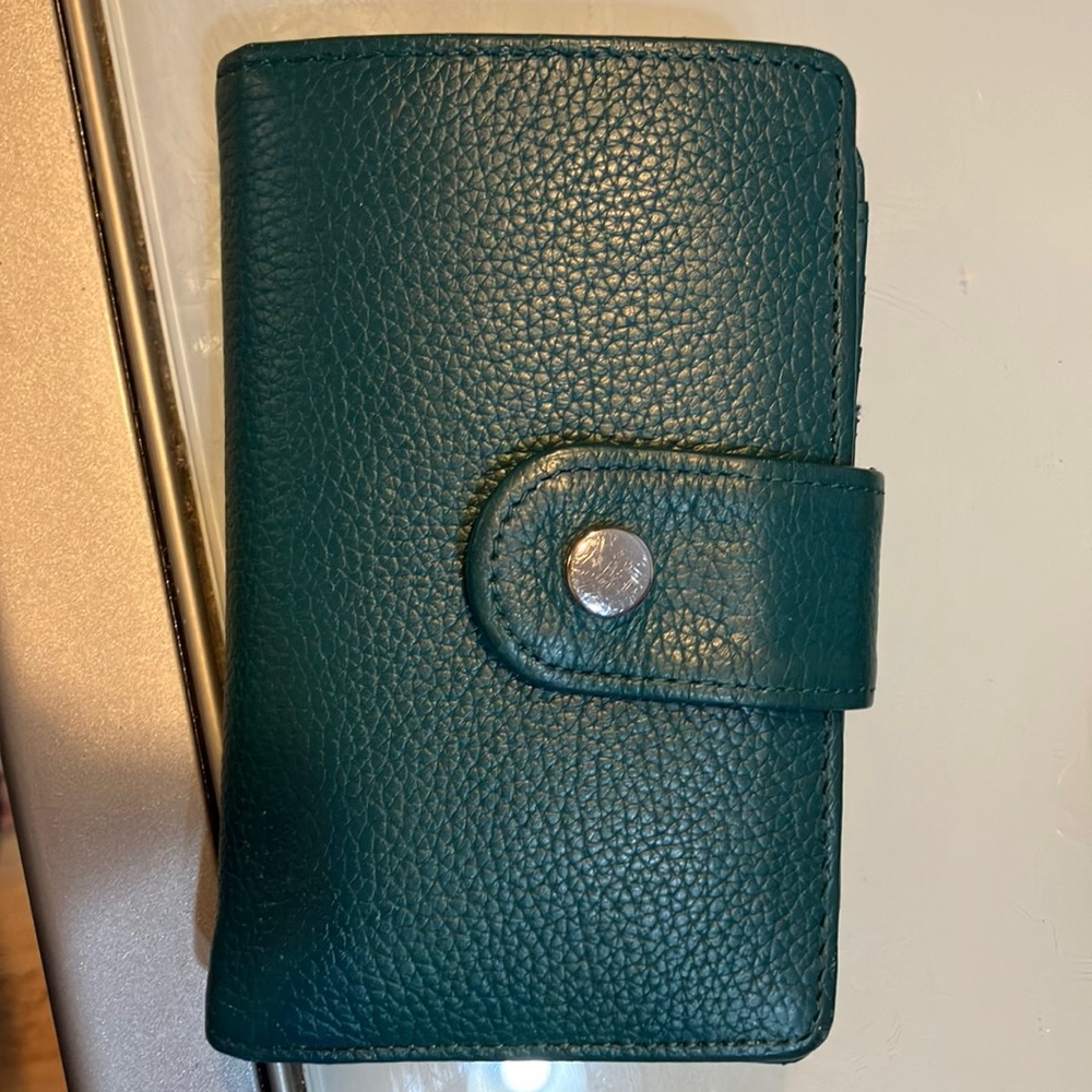 COPY - Safe Keepers teal green leather wallet change purse